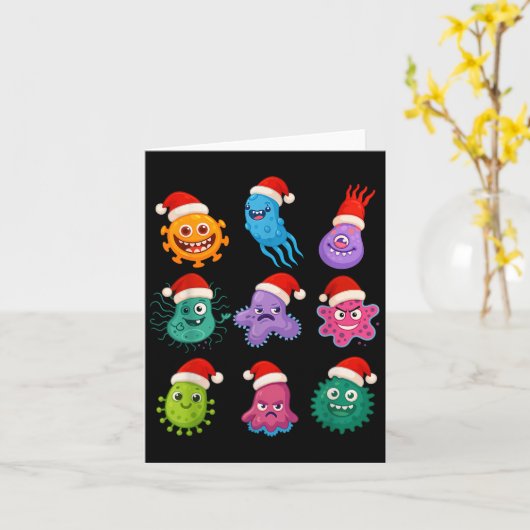 Christmas Microbiology Bacteria Santa Science Xmas Kaart (Gele Bloem)