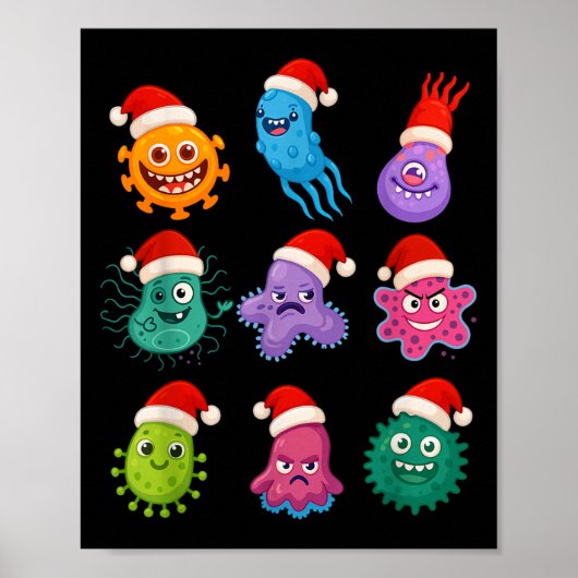 Christmas Microbiology Bacteria Santa Science Xmas Poster (Voorkant)