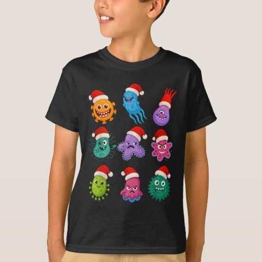 Christmas Microbiology Bacteria Santa Science Xmas T-shirt (Voorkant)