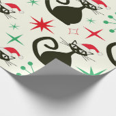 Christmas Mid Century Retro Atomic Cats Cadeaupapier (Hoek)