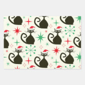 Christmas Mid Century Retro Atomic Cats Inpakpapier Vel (Voorkant)