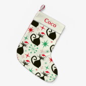 Christmas Mid Century Retro Atomic Cats Name  Kleine Kerstsok (Voorkant (Hangend))