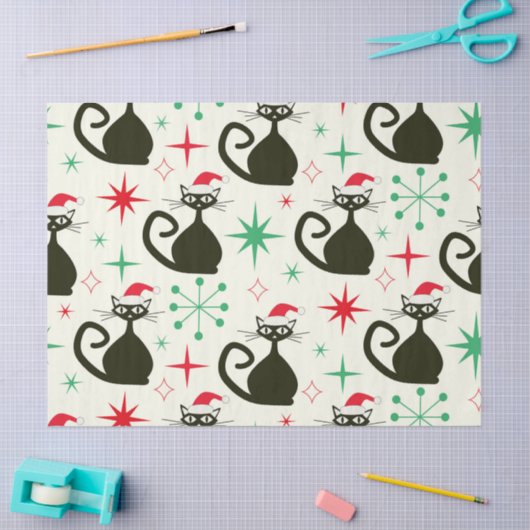 Christmas Mid Century Retro Atomic Cats Tissuepapier (Craft)