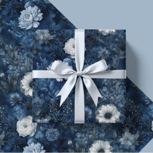 Christmas Midnight Blue and White Winter Gift  Cadeaupapier