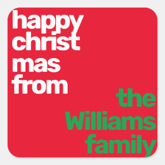 Christmas minimal custom modern party red green vierkante sticker