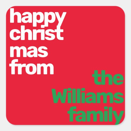 Christmas minimal custom modern party red green vierkante sticker (Voorkant)
