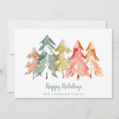 Christmas Minimal Pine Trees Abstract Watercolor Feestdagenkaart (Voorkant)