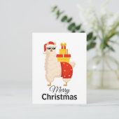 Christmas Minimalist Funny Disco Santa Llama Briefkaart (Staand voorkant)