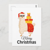 Christmas Minimalist Funny Disco Santa Llama Briefkaart (Voorkant / Achterkant)