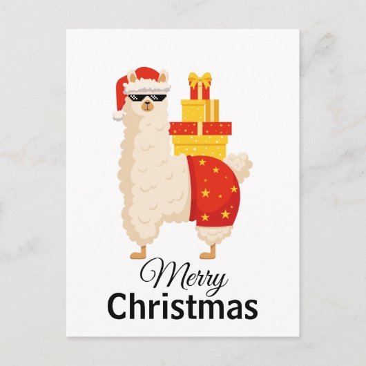 Christmas Minimalist Funny Disco Santa Llama Briefkaart (Voorkant)