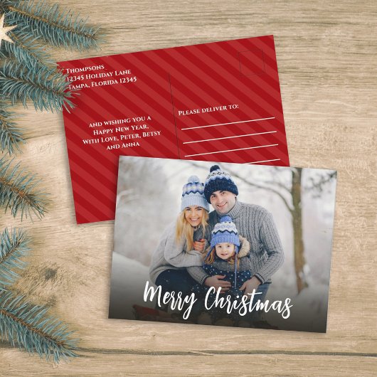 Christmas Minimalist Simple Calligraphy 1 Foto Feestdagenkaart