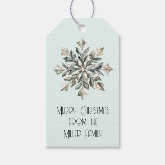 Christmas Mint Champagne Snowflake Cadeaulabel (Voorkant)