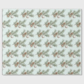 Christmas Mint Pine Cones Branch Ornament Cadeaupapier (Vlak)