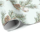 Christmas Mint Pine Cones Branch Ornament Cadeaupapier (Rol Hoek)