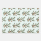 Christmas Mint Pine Cones Branch Ornament Inpakpapier Vel (Voorkant)