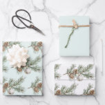 Christmas Mint Pine Cones Branch Ornament Inpakpapier Vel<br><div class="desc">Christmas Mint Pine Cones Branch Ornament</div>