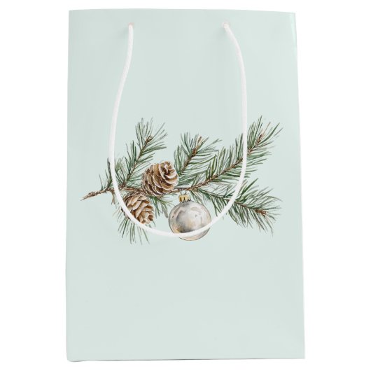 Christmas Mint Pine Cones Branch Ornament Medium Cadeauzakje (Voorkant)