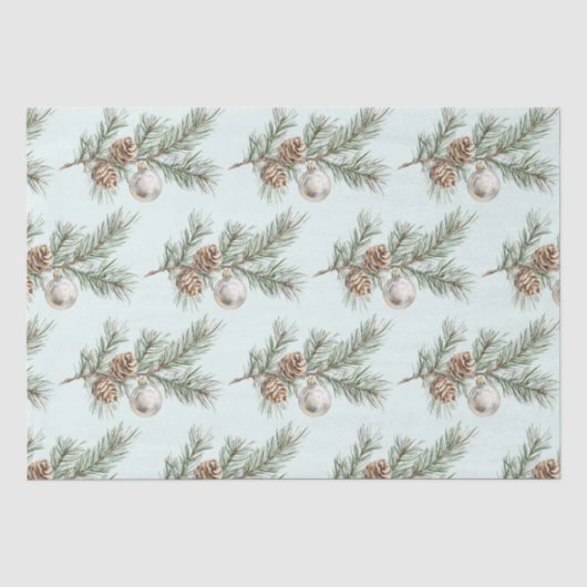 Christmas Mint Pine Cones Branch Ornament Tissuepapier (Voorkant)