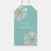 Christmas Mint Roze Sneeuwvlokken Cadeaulabel (Voorkant)