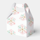 Christmas Mint Roze Sneeuwvlokken op Wit Bedankdoosjes (Achterkant)