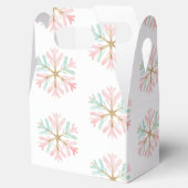 Christmas Mint Roze Sneeuwvlokken op Wit Bedankdoosjes (Geopend)