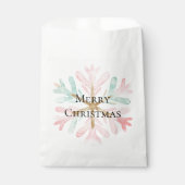 Christmas Mint Roze Sneeuwvlokken op Wit Bedankzakje (Voorkant)