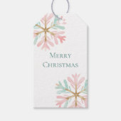 Christmas Mint Roze Sneeuwvlokken op Wit Cadeaulabel (Voorkant)