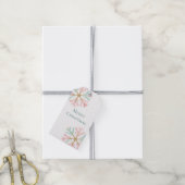 Christmas Mint Roze Sneeuwvlokken op Wit Cadeaulabel (Met Touw)