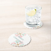 Christmas Mint Roze Sneeuwvlokken op Wit Kartonnen Onderzetters (Insitu)