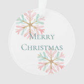 Christmas Mint Roze Sneeuwvlokken op Wit Ornament (voorkant)