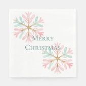Christmas Mint Roze Sneeuwvlokken op Wit Servet (Voorkant)
