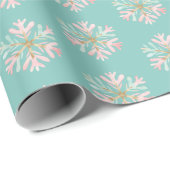 Christmas Mint Roze Sneeuwvlokken Snoep Canes Snow Cadeaupapier (Rol Hoek)