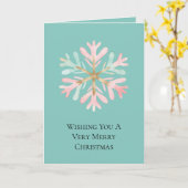 Christmas Mint Roze Witte Sneeuwvlok Kaart (Gele Bloem)
