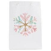 Christmas Mint Roze Witte Sneeuwvlok Medium Cadeauzakje (Voorkant)