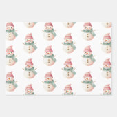 Christmas Mint Roze Witte Sneeuwvlokken Snoep Snee Inpakpapier Vel (Voorkant 3)