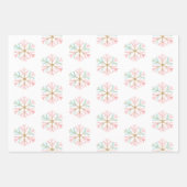 Christmas Mint Roze Witte Sneeuwvlokken Snoep Snee Inpakpapier Vel (Voorkant)