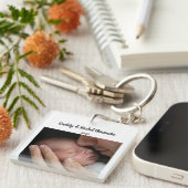 Christmas Miracle Daddy & Baby Photo Birth Stats Sleutelhanger (Voorkant Rechts)