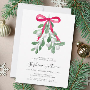 Christmas Mistletoe Baby shower Kaart