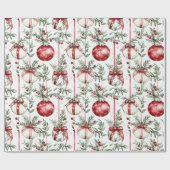 Christmas Mistletoe Bauble Greenery Cadeaupapier (Vlak)