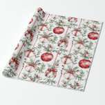 Christmas Mistletoe Bauble Greenery Cadeaupapier<br><div class="desc">Deze sierlijke waterverf Christmas Mistletoe Bauble Ornamenten en Greenery inpakpapier heeft prachtige takjes maretak tussen rode en groene hangende ornamenten,  ideaal voor een hartverwarmend geschenk dit vakantieseizoen!</div>