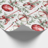 Christmas Mistletoe Bauble Greenery Cadeaupapier (Hoek)