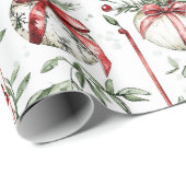 Christmas Mistletoe Bauble Greenery Cadeaupapier (Rol Hoek)