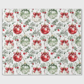 Christmas Mistletoe Bauble Greenery Cadeaupapier (Vlak)