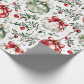 Christmas Mistletoe Bauble Greenery Cadeaupapier (Hoek)