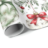 Christmas Mistletoe Bauble Greenery Cadeaupapier (Rol Hoek)