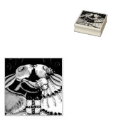 CHRISTMAS MISTLETOE BUNNY KISSES RUBBER STAMP RUBBERSTEMPEL (Gestempeld)