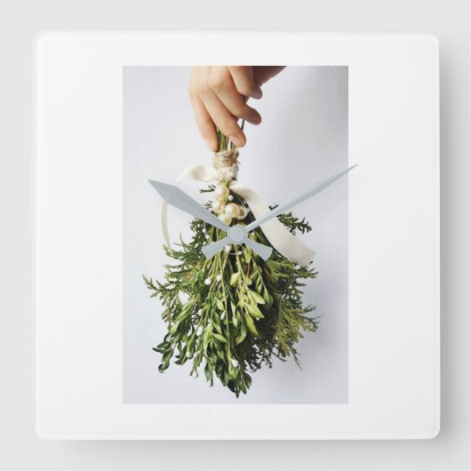 CHRISTMAS MISTLETOE CHRISTMAS CLOCK VIERKANTE KLOK (Voorkant)