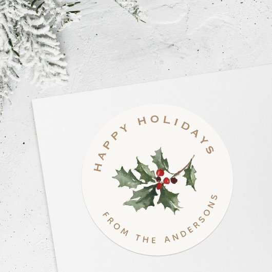 Christmas Mistletoe Familienaam Gift Ronde Sticker