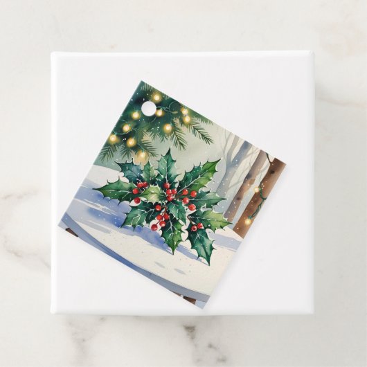 Christmas Mistletoe Holiday Waterverf Bedankjes Labels (In situ)