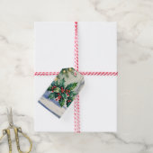 Christmas Mistletoe Holiday Waterverf Cadeaulabel (Met Touw)